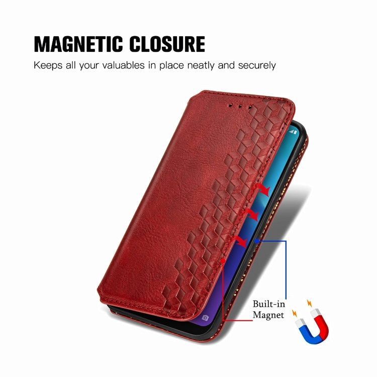 For ZTE Blade A7 2020 Cubic Grid Pressed Horizontal Flip Magnetic PU Leather Case with Holder & Card Slots & Wallet