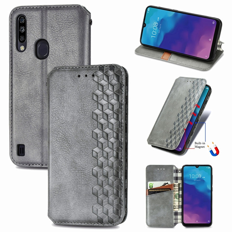 For ZTE Blade A7 2020 Cubic Grid Pressed Horizontal Flip Magnetic PU Leather Case with Holder & Card Slots & Wallet