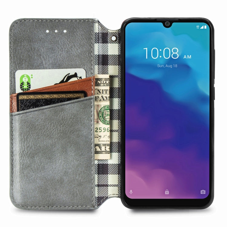 For ZTE Blade A7 2020 Cubic Grid Pressed Horizontal Flip Magnetic PU Leather Case with Holder & Card Slots & Wallet