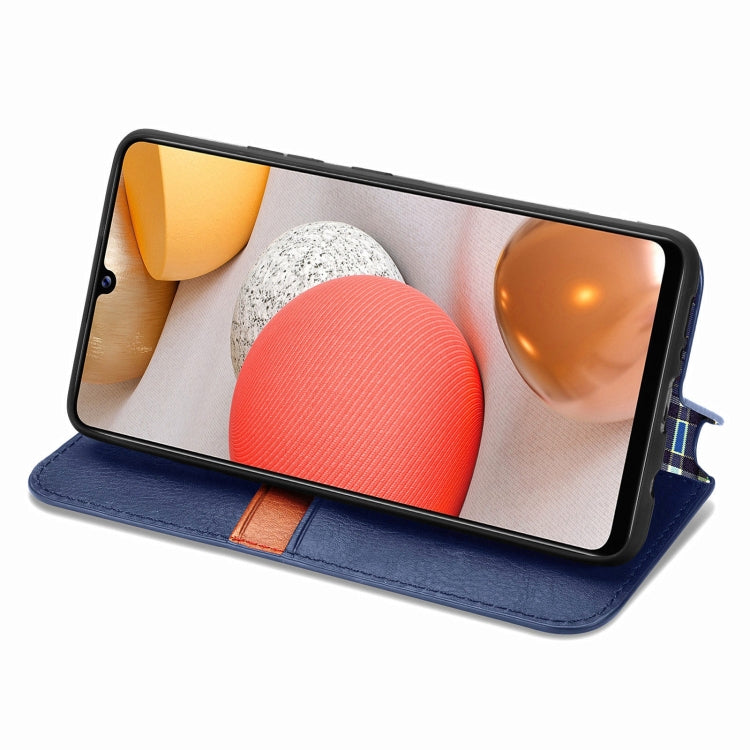 For Samsung Galaxy A42 5G Cubic Grid Pressed Horizontal Flip Magnetic PU Leather Case with Holder & Card Slots & Wallet