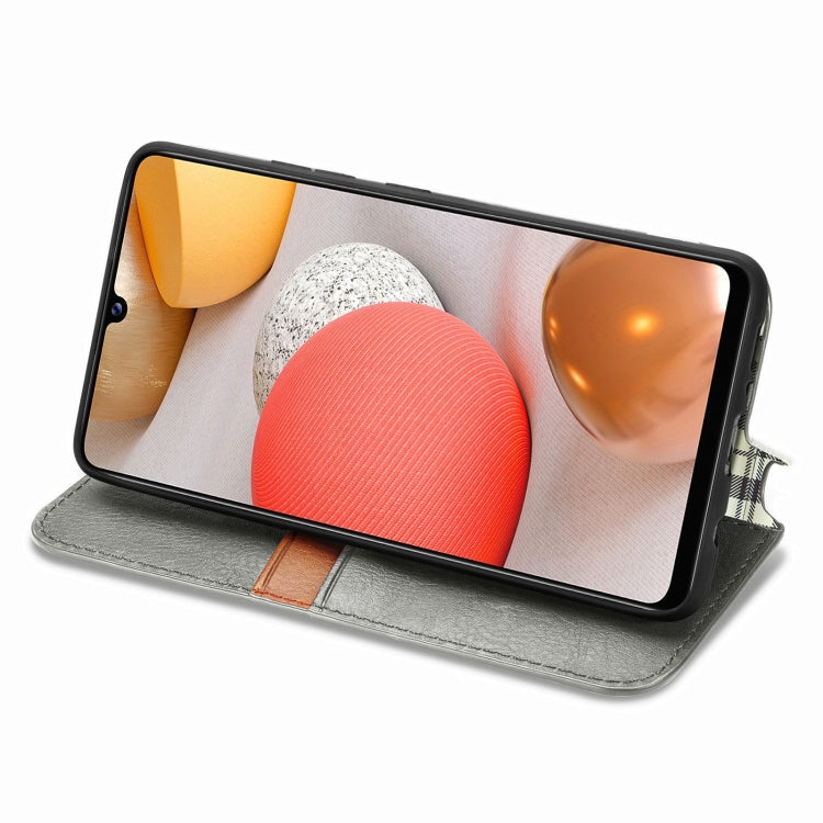 For Samsung Galaxy A42 5G Cubic Grid Pressed Horizontal Flip Magnetic PU Leather Case with Holder & Card Slots & Wallet
