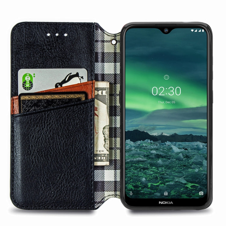 For Nokia 2.3 Cubic Grid Pressed Horizontal Flip Magnetic PU Leather Case with Holder & Card Slots & Wallet
