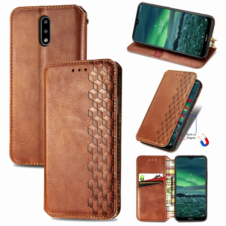 For Nokia 2.3 Cubic Grid Pressed Horizontal Flip Magnetic PU Leather Case with Holder & Card Slots & Wallet