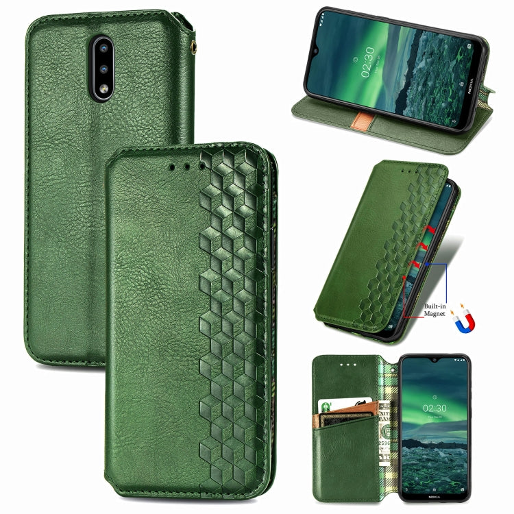 For Nokia 2.3 Cubic Grid Pressed Horizontal Flip Magnetic PU Leather Case with Holder & Card Slots & Wallet