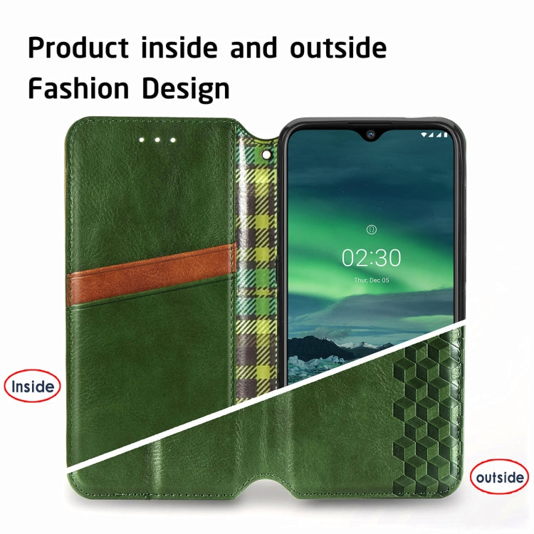 For Nokia 2.3 Cubic Grid Pressed Horizontal Flip Magnetic PU Leather Case with Holder & Card Slots & Wallet