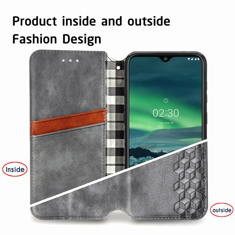 For Nokia 2.3 Cubic Grid Pressed Horizontal Flip Magnetic PU Leather Case with Holder & Card Slots & Wallet