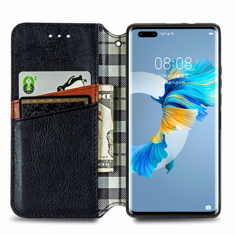 For Huawei Mate 40 Pro Cubic Grid Pressed Horizontal Flip Magnetic PU Leather Case with Holder & Card Slots & Wallet