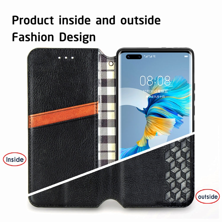 For Huawei Mate 40 Pro Cubic Grid Pressed Horizontal Flip Magnetic PU Leather Case with Holder & Card Slots & Wallet