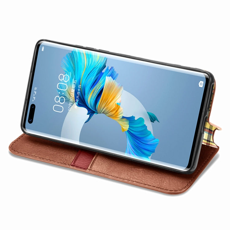 For Huawei Mate 40 Pro Cubic Grid Pressed Horizontal Flip Magnetic PU Leather Case with Holder & Card Slots & Wallet