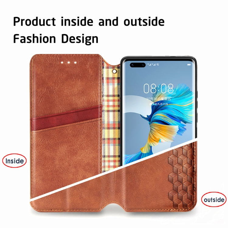 For Huawei Mate 40 Pro Cubic Grid Pressed Horizontal Flip Magnetic PU Leather Case with Holder & Card Slots & Wallet