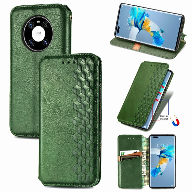 For Huawei Mate 40 Pro Cubic Grid Pressed Horizontal Flip Magnetic PU Leather Case with Holder & Card Slots & Wallet