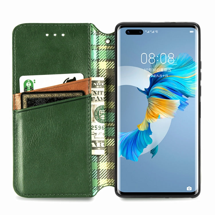 For Huawei Mate 40 Pro Cubic Grid Pressed Horizontal Flip Magnetic PU Leather Case with Holder & Card Slots & Wallet