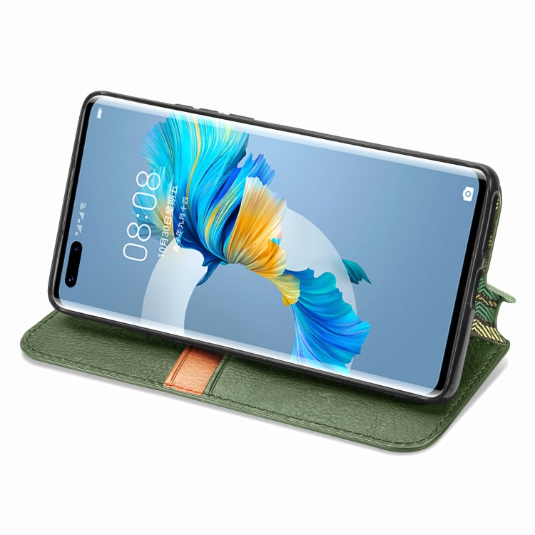 For Huawei Mate 40 Pro Cubic Grid Pressed Horizontal Flip Magnetic PU Leather Case with Holder & Card Slots & Wallet