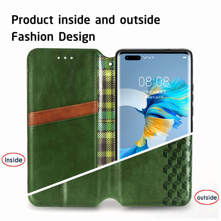 For Huawei Mate 40 Pro Cubic Grid Pressed Horizontal Flip Magnetic PU Leather Case with Holder & Card Slots & Wallet