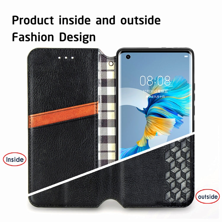 For Huawei Mate 40 Cubic Grid Pressed Horizontal Flip Magnetic PU Leather Case with Holder & Card Slots & Wallet