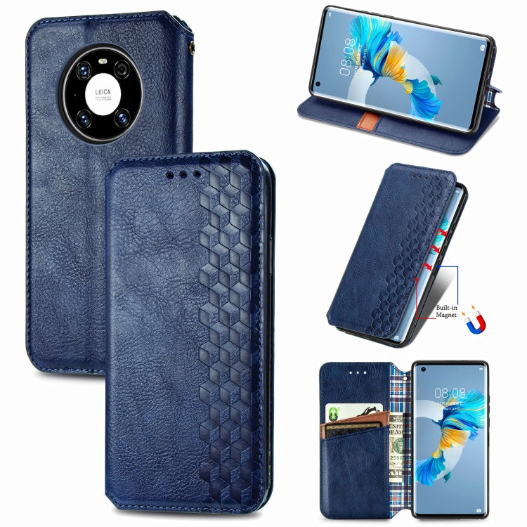 For Huawei Mate 40 Cubic Grid Pressed Horizontal Flip Magnetic PU Leather Case with Holder & Card Slots & Wallet