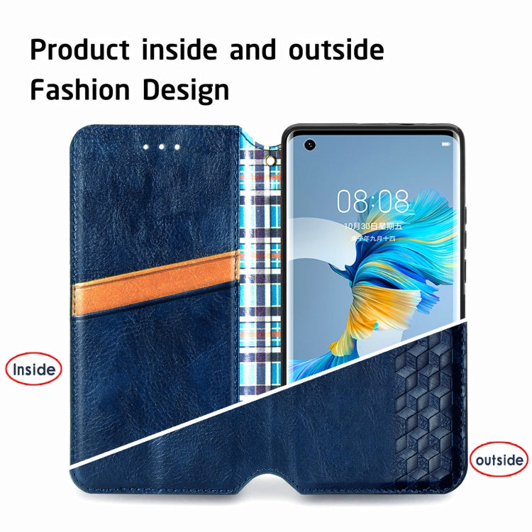 For Huawei Mate 40 Cubic Grid Pressed Horizontal Flip Magnetic PU Leather Case with Holder & Card Slots & Wallet