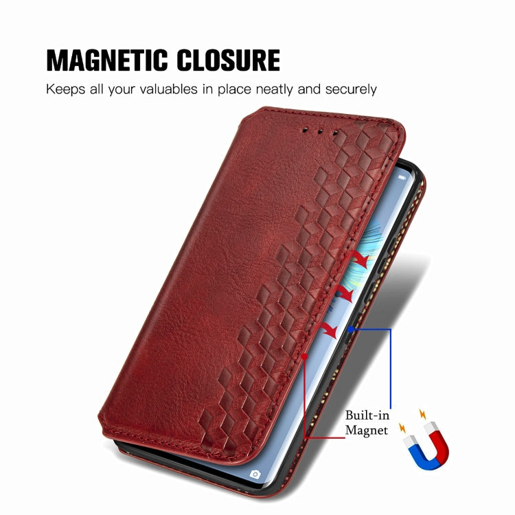For Huawei Mate 40 Cubic Grid Pressed Horizontal Flip Magnetic PU Leather Case with Holder & Card Slots & Wallet