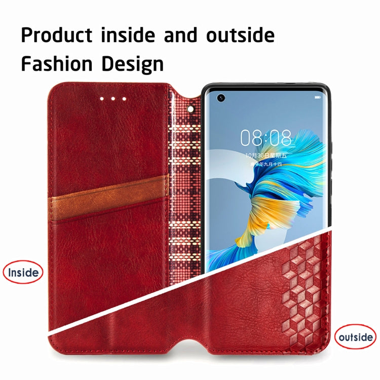 For Huawei Mate 40 Cubic Grid Pressed Horizontal Flip Magnetic PU Leather Case with Holder & Card Slots & Wallet