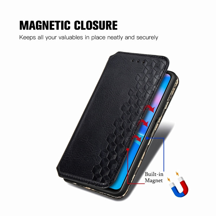 For Huawei P Smart 2021 Cubic Grid Pressed Horizontal Flip Magnetic PU Leather Case with Holder & Card Slots & Wallet