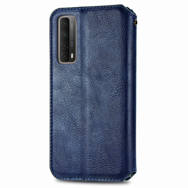 For Huawei P Smart 2021 Cubic Grid Pressed Horizontal Flip Magnetic PU Leather Case with Holder & Card Slots & Wallet