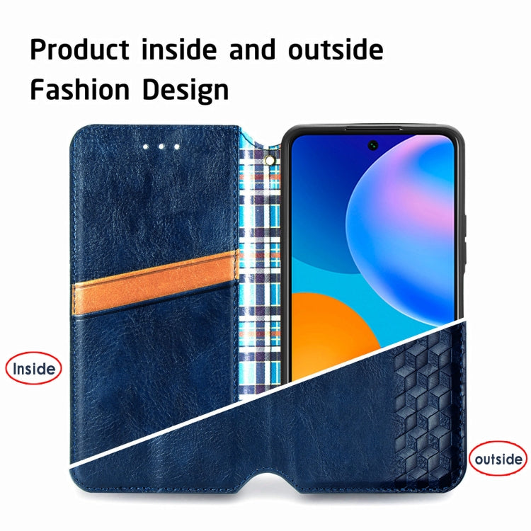 For Huawei P Smart 2021 Cubic Grid Pressed Horizontal Flip Magnetic PU Leather Case with Holder & Card Slots & Wallet