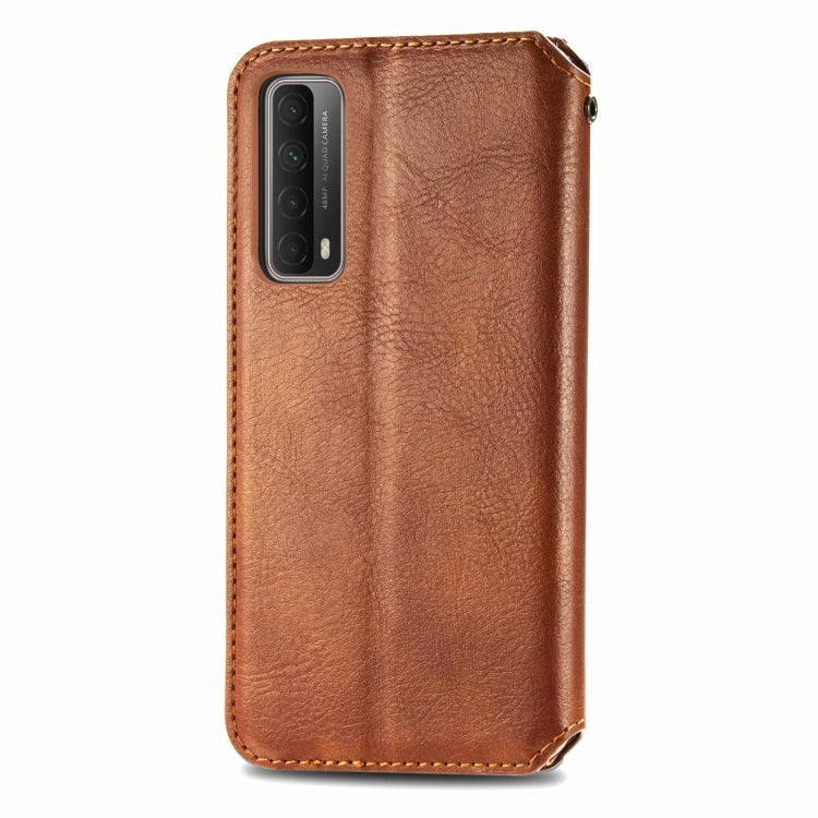For Huawei P Smart 2021 Cubic Grid Pressed Horizontal Flip Magnetic PU Leather Case with Holder & Card Slots & Wallet
