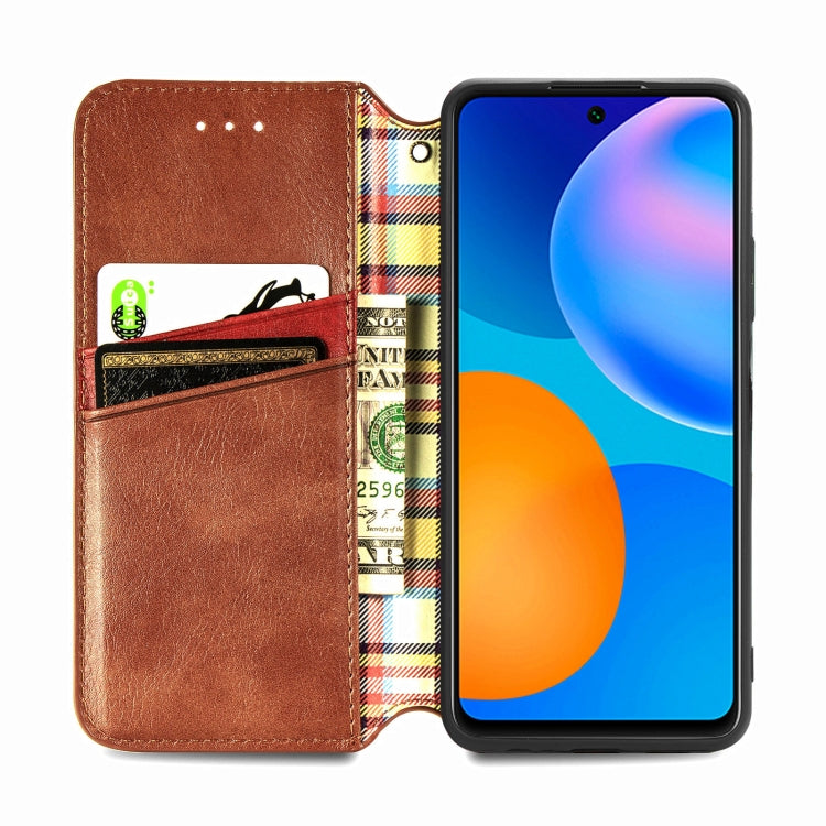 For Huawei P Smart 2021 Cubic Grid Pressed Horizontal Flip Magnetic PU Leather Case with Holder & Card Slots & Wallet