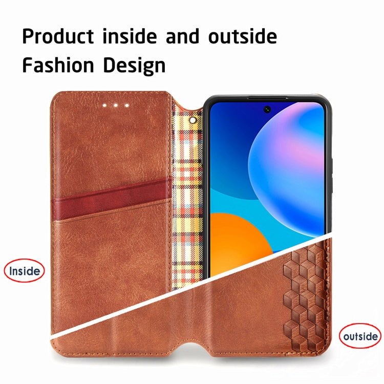 For Huawei P Smart 2021 Cubic Grid Pressed Horizontal Flip Magnetic PU Leather Case with Holder & Card Slots & Wallet