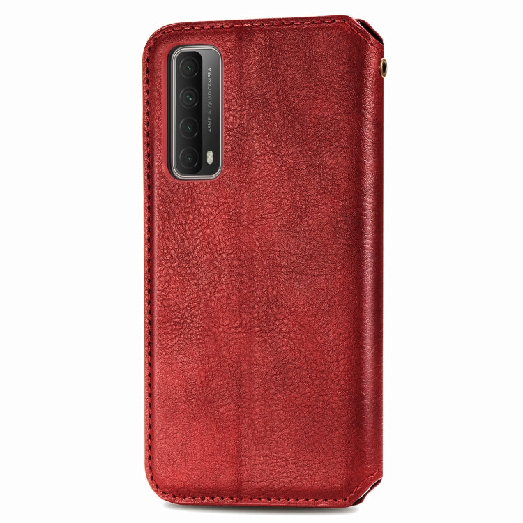 For Huawei P Smart 2021 Cubic Grid Pressed Horizontal Flip Magnetic PU Leather Case with Holder & Card Slots & Wallet
