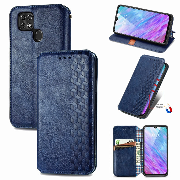 For ZTE Blade 20 Smart Cubic Grid Pressed Horizontal Flip Magnetic PU Leather Case with Holder & Card Slots & Wallet