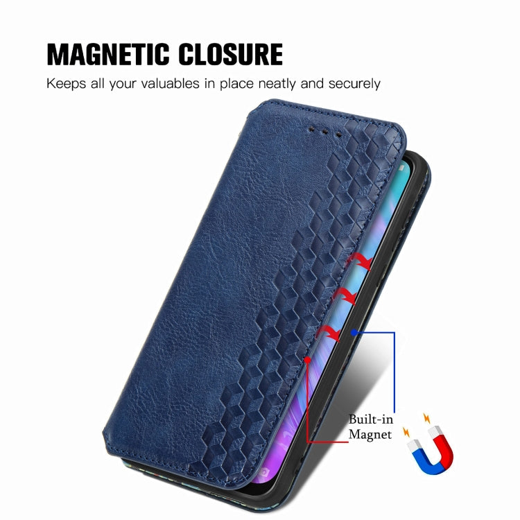 For ZTE Blade 20 Smart Cubic Grid Pressed Horizontal Flip Magnetic PU Leather Case with Holder & Card Slots & Wallet