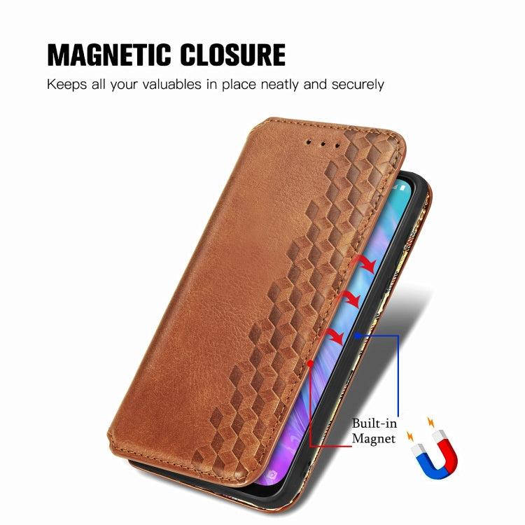 For ZTE Blade 20 Smart Cubic Grid Pressed Horizontal Flip Magnetic PU Leather Case with Holder & Card Slots & Wallet