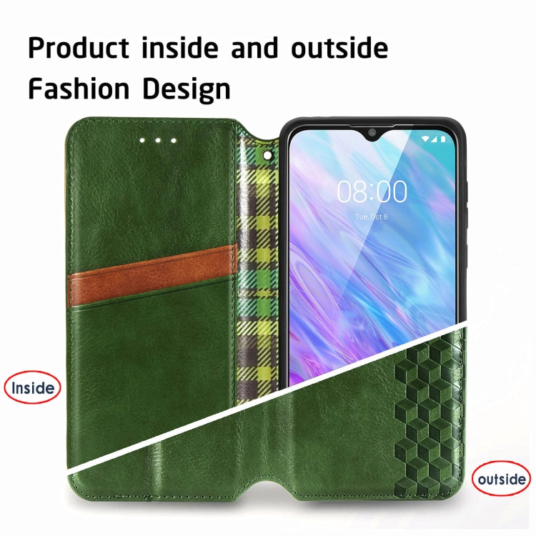 For ZTE Blade 20 Smart Cubic Grid Pressed Horizontal Flip Magnetic PU Leather Case with Holder & Card Slots & Wallet