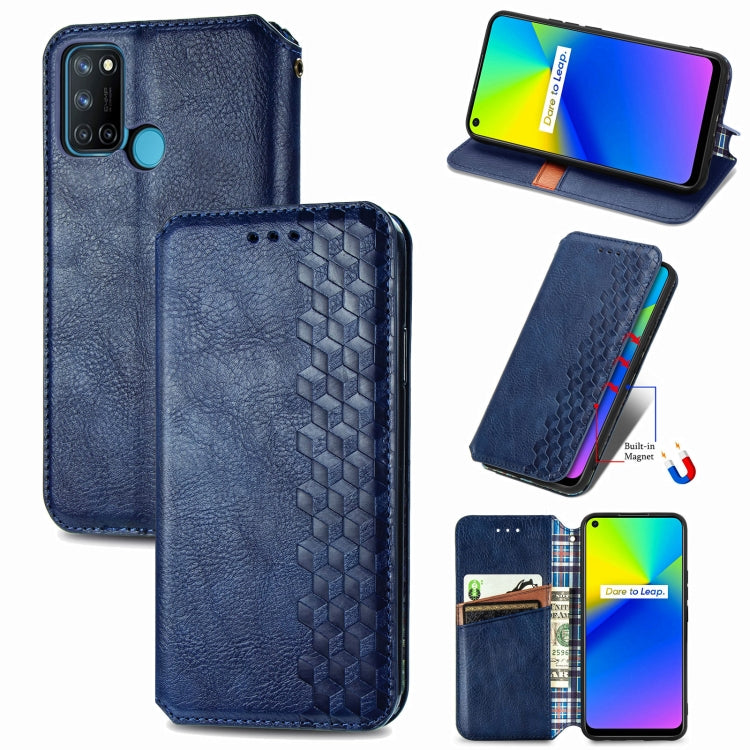 For OPPO Realme 7i / C17 Cubic Grid Pressed Horizontal Flip Magnetic PU Leather Case with Holder & Card Slots & Wallet