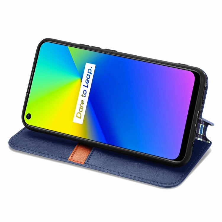 For OPPO Realme 7i / C17 Cubic Grid Pressed Horizontal Flip Magnetic PU Leather Case with Holder & Card Slots & Wallet