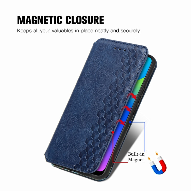 For OPPO Realme 7i / C17 Cubic Grid Pressed Horizontal Flip Magnetic PU Leather Case with Holder & Card Slots & Wallet