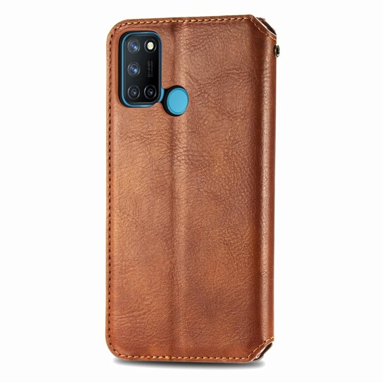 For OPPO Realme 7i / C17 Cubic Grid Pressed Horizontal Flip Magnetic PU Leather Case with Holder & Card Slots & Wallet