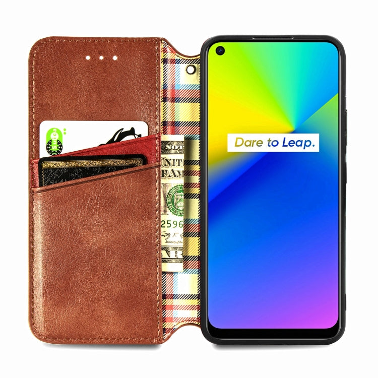 For OPPO Realme 7i / C17 Cubic Grid Pressed Horizontal Flip Magnetic PU Leather Case with Holder & Card Slots & Wallet