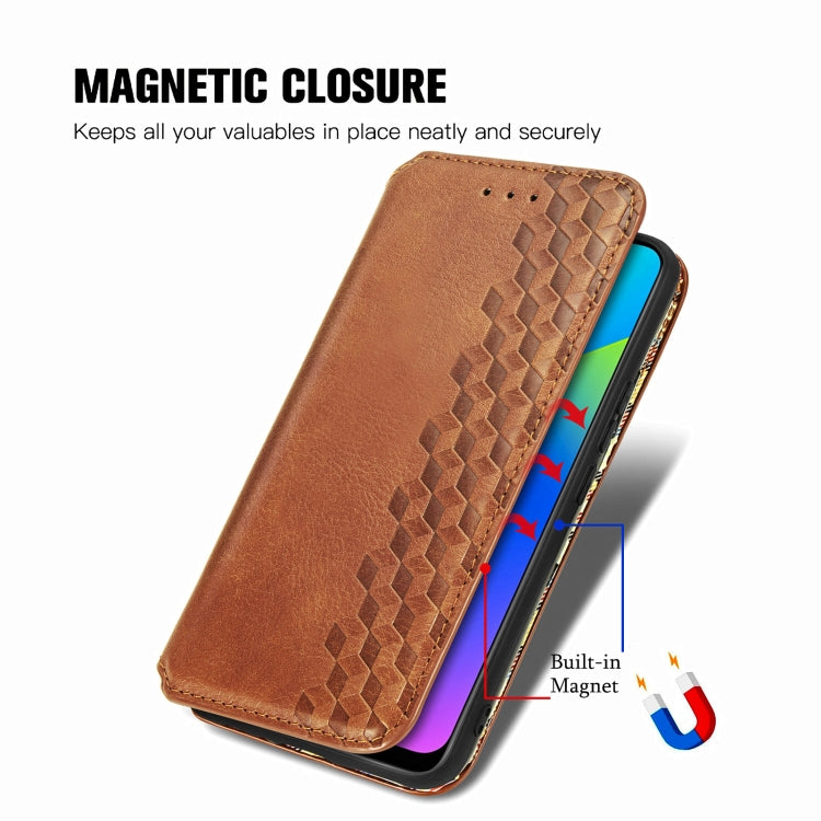 For OPPO Realme 7i / C17 Cubic Grid Pressed Horizontal Flip Magnetic PU Leather Case with Holder & Card Slots & Wallet