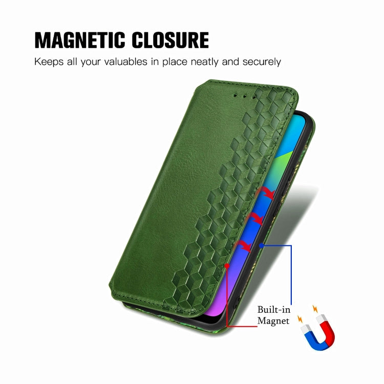 For OPPO Realme 7i / C17 Cubic Grid Pressed Horizontal Flip Magnetic PU Leather Case with Holder & Card Slots & Wallet