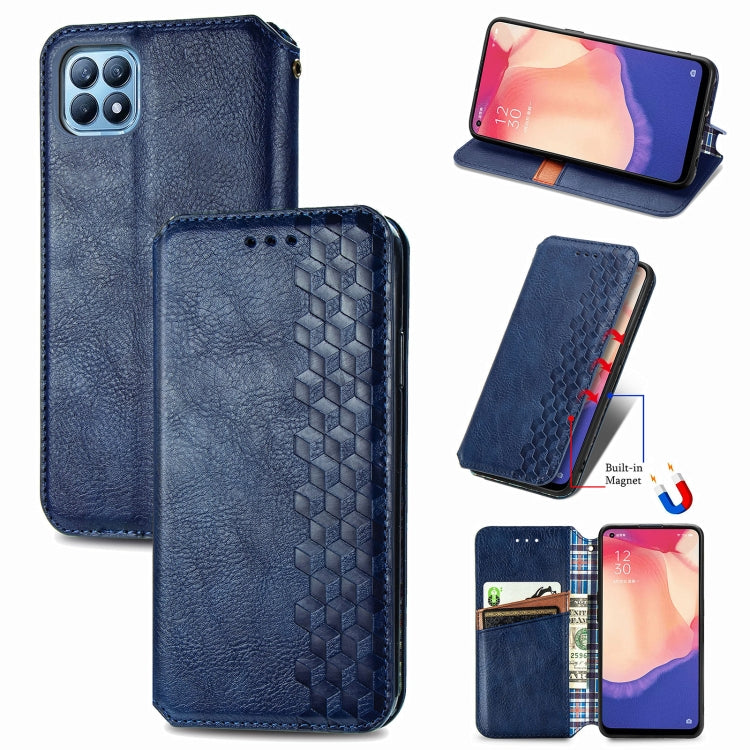 For OPPO Reno4 SE Cubic Grid Pressed Horizontal Flip Magnetic PU Leather Case with Holder & Card Slots & Wallet
