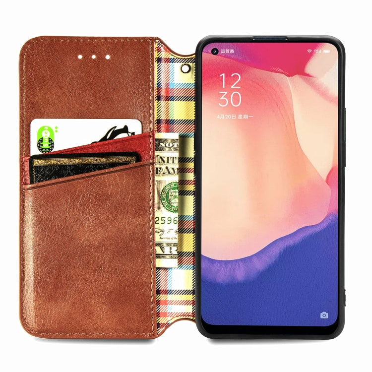 For OPPO Reno4 SE Cubic Grid Pressed Horizontal Flip Magnetic PU Leather Case with Holder & Card Slots & Wallet