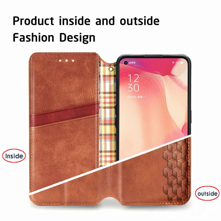 For OPPO Reno4 SE Cubic Grid Pressed Horizontal Flip Magnetic PU Leather Case with Holder & Card Slots & Wallet