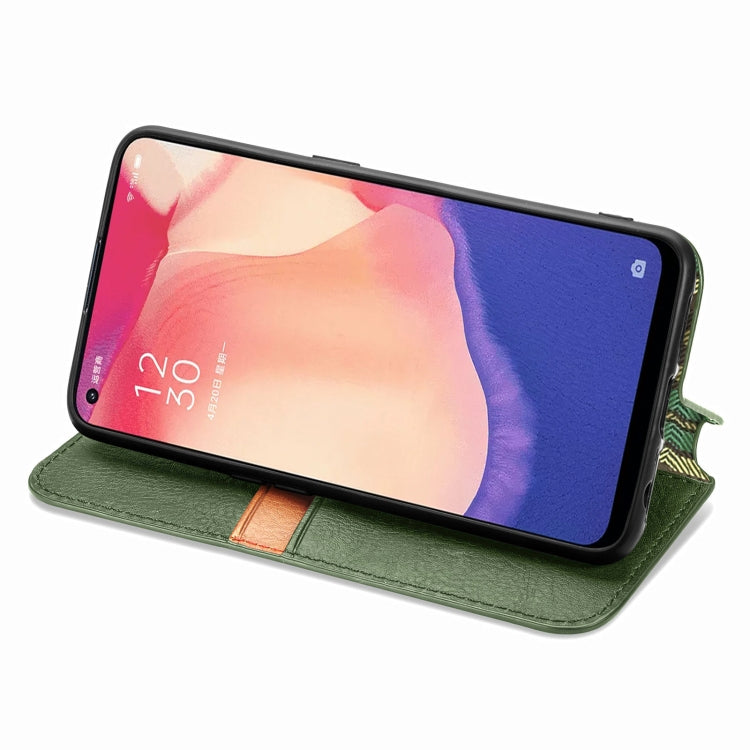 For OPPO Reno4 SE Cubic Grid Pressed Horizontal Flip Magnetic PU Leather Case with Holder & Card Slots & Wallet
