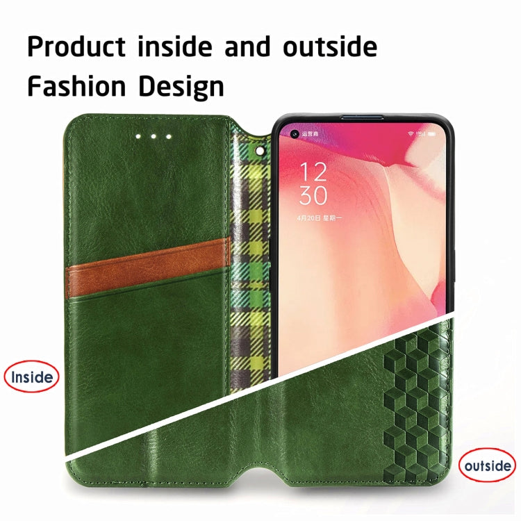 For OPPO Reno4 SE Cubic Grid Pressed Horizontal Flip Magnetic PU Leather Case with Holder & Card Slots & Wallet