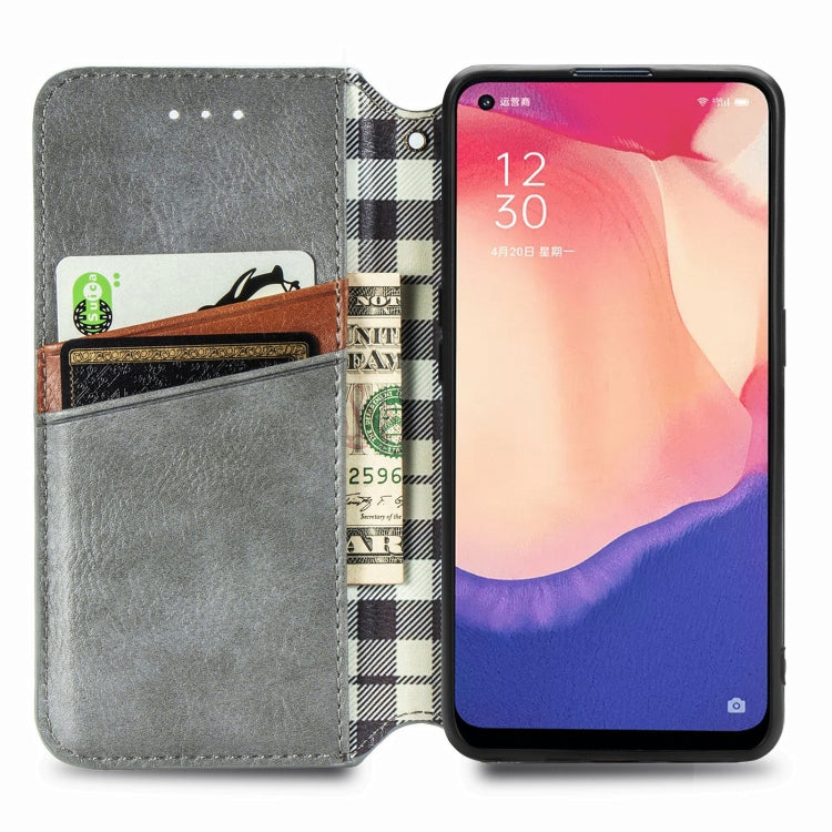 For OPPO Reno4 SE Cubic Grid Pressed Horizontal Flip Magnetic PU Leather Case with Holder & Card Slots & Wallet