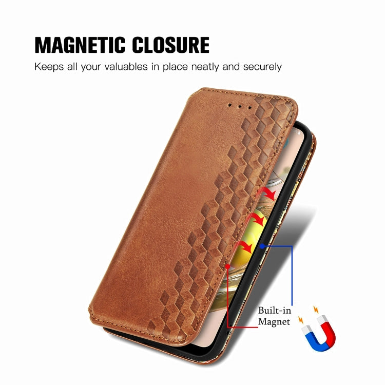 For LG K42 Cubic Grid Pressed Horizontal Flip Magnetic PU Leather Case with Holder & Card Slots & Wallet