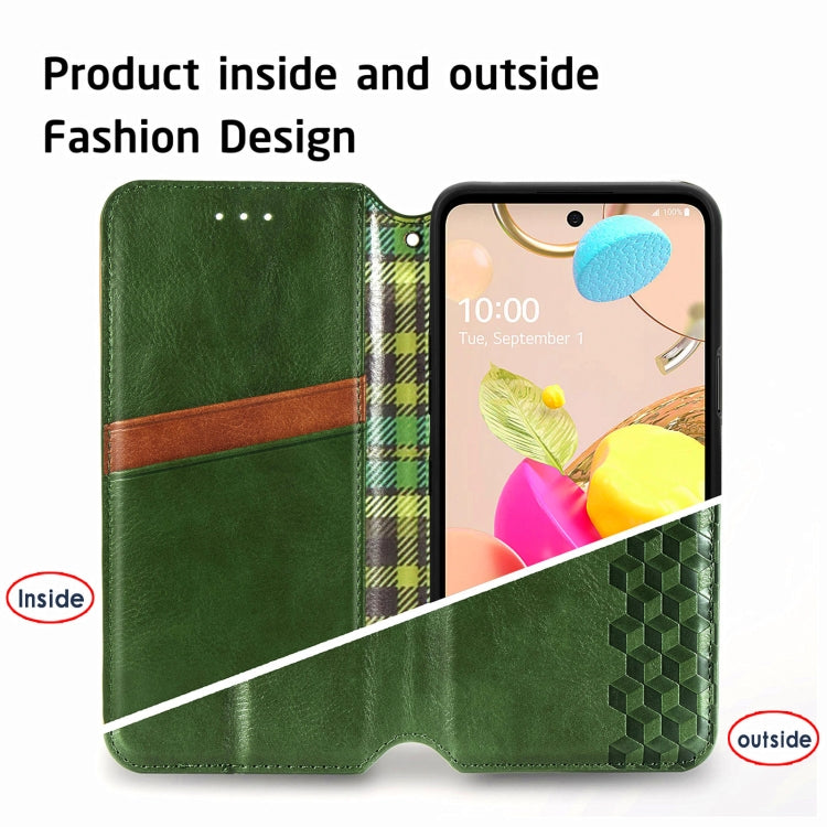 For LG K42 Cubic Grid Pressed Horizontal Flip Magnetic PU Leather Case with Holder & Card Slots & Wallet
