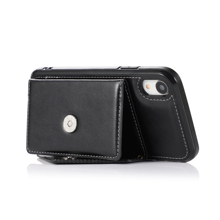 For iPhone XR Multi-functional Cross-body Card Bag TPU+PU Back Cover Case with Holder & Card Slot & Wallet